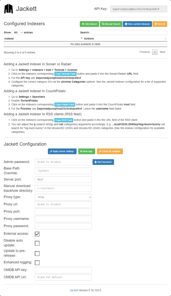 Jackett - создаем личный лист торрент-трекеров на unRAID 6.8.3 6
