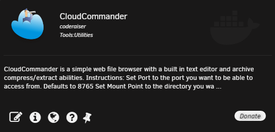 Cloud Commander – файловый менеджер на unRAID 6.8.3 2