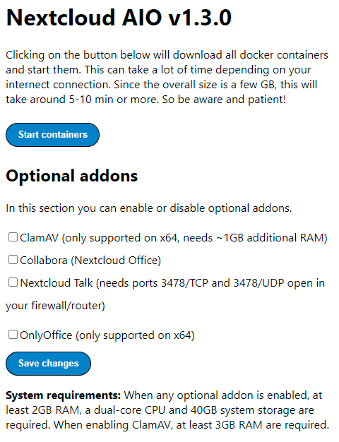 Nextcloud AIO – Личное облако "все в одном" на unRAID 6.10.1 16