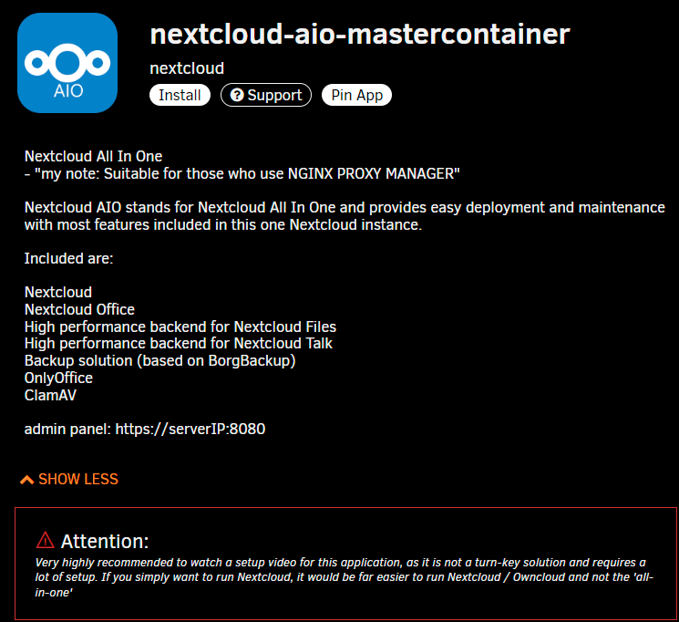 Nextcloud AIO – Личное облако "все в одном" на unRAID 6.10.X 6